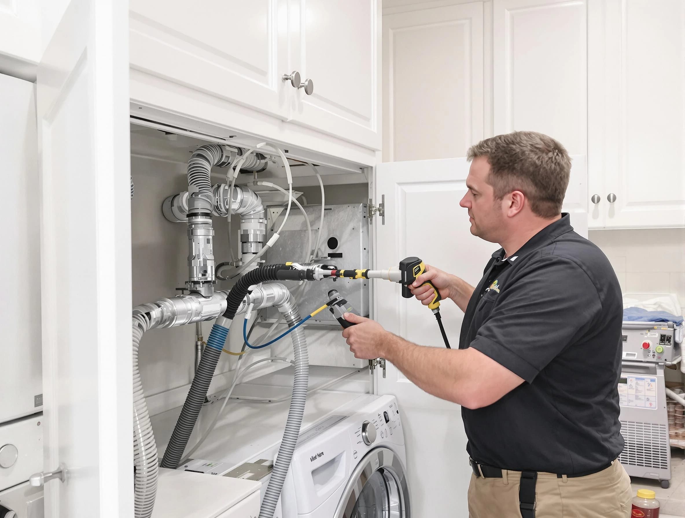 Medford Dryer Vent Cleaning professional removing severe blockage from a clogged dryer vent in Medford