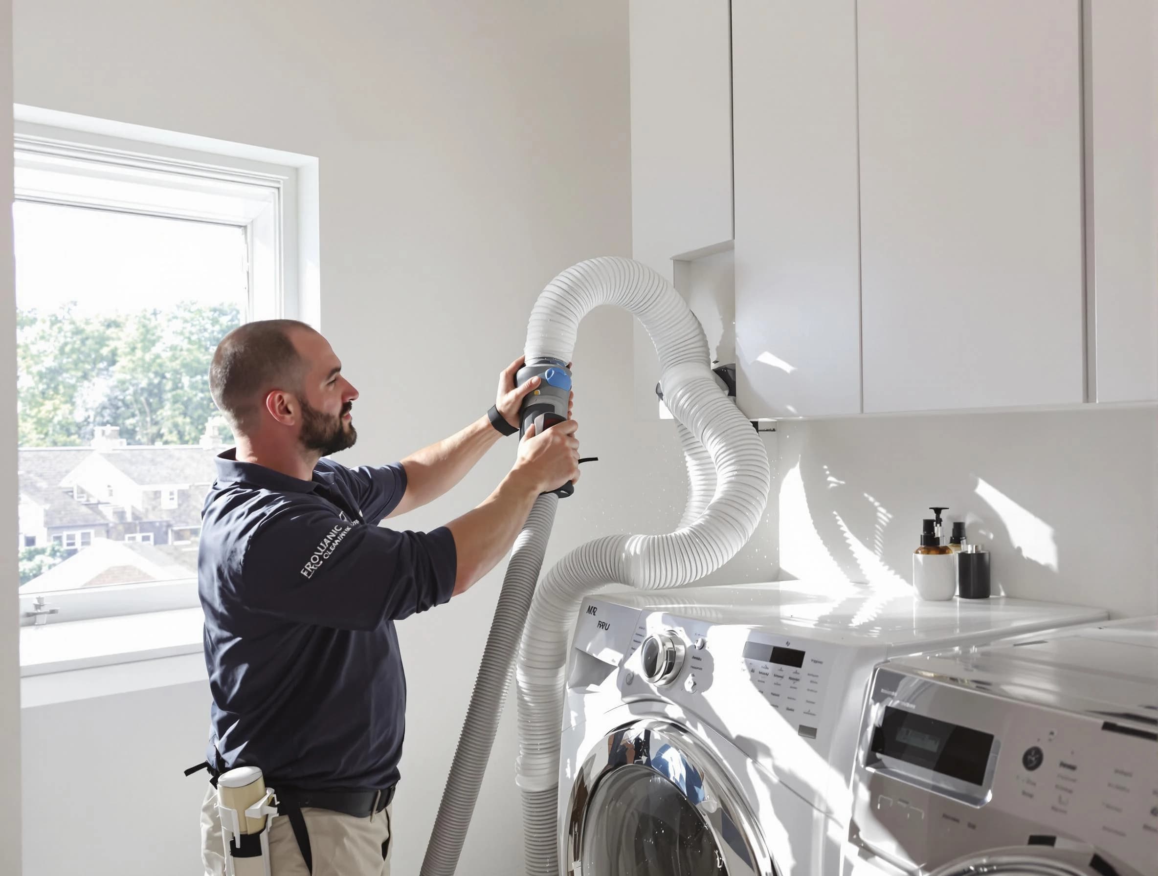 Certified Medford Dryer Vent Cleaning technician performing dryer vent cleaning in Medford