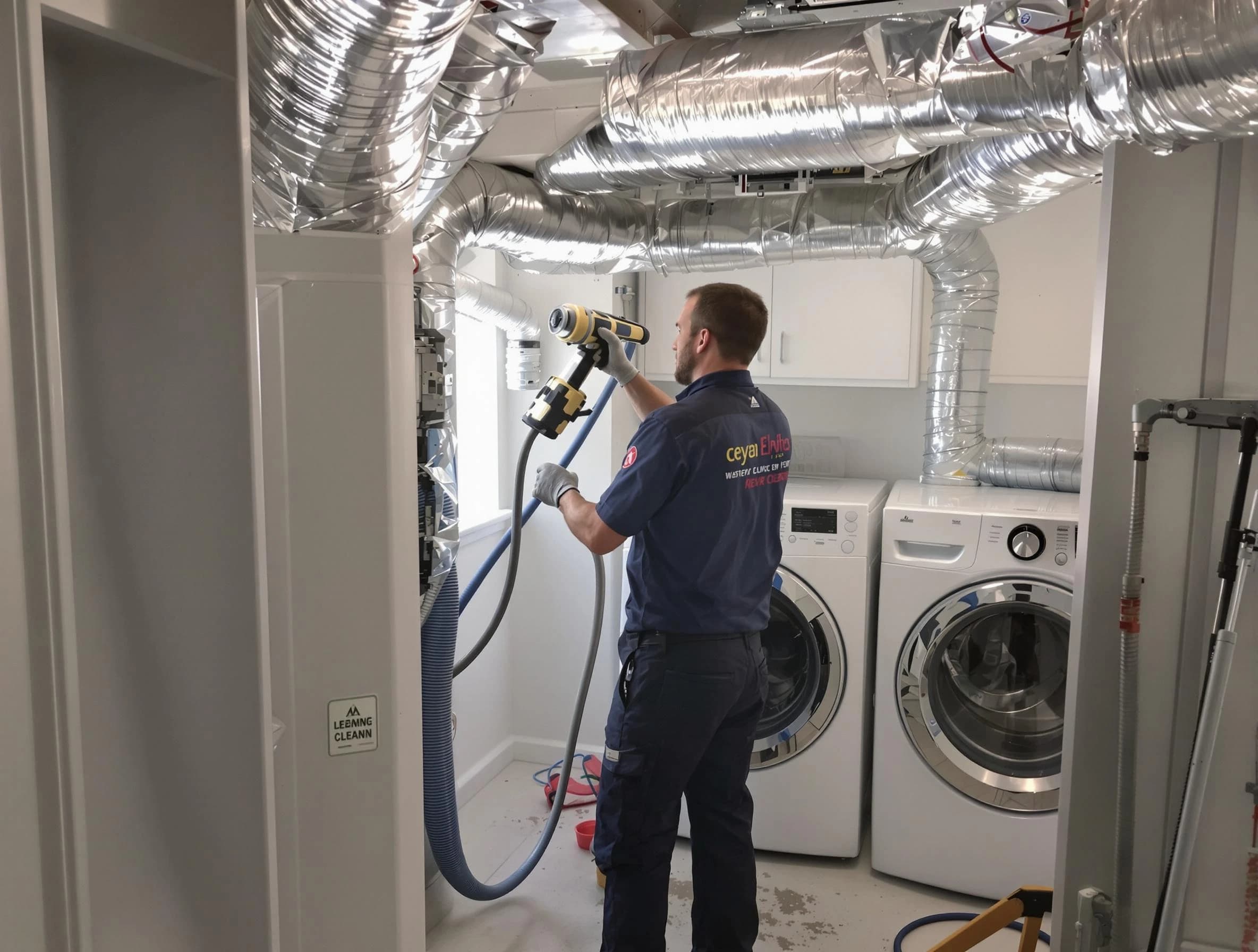 Medford Dryer Vent Cleaning specialist using advanced equipment for thorough duct cleaning in Medford