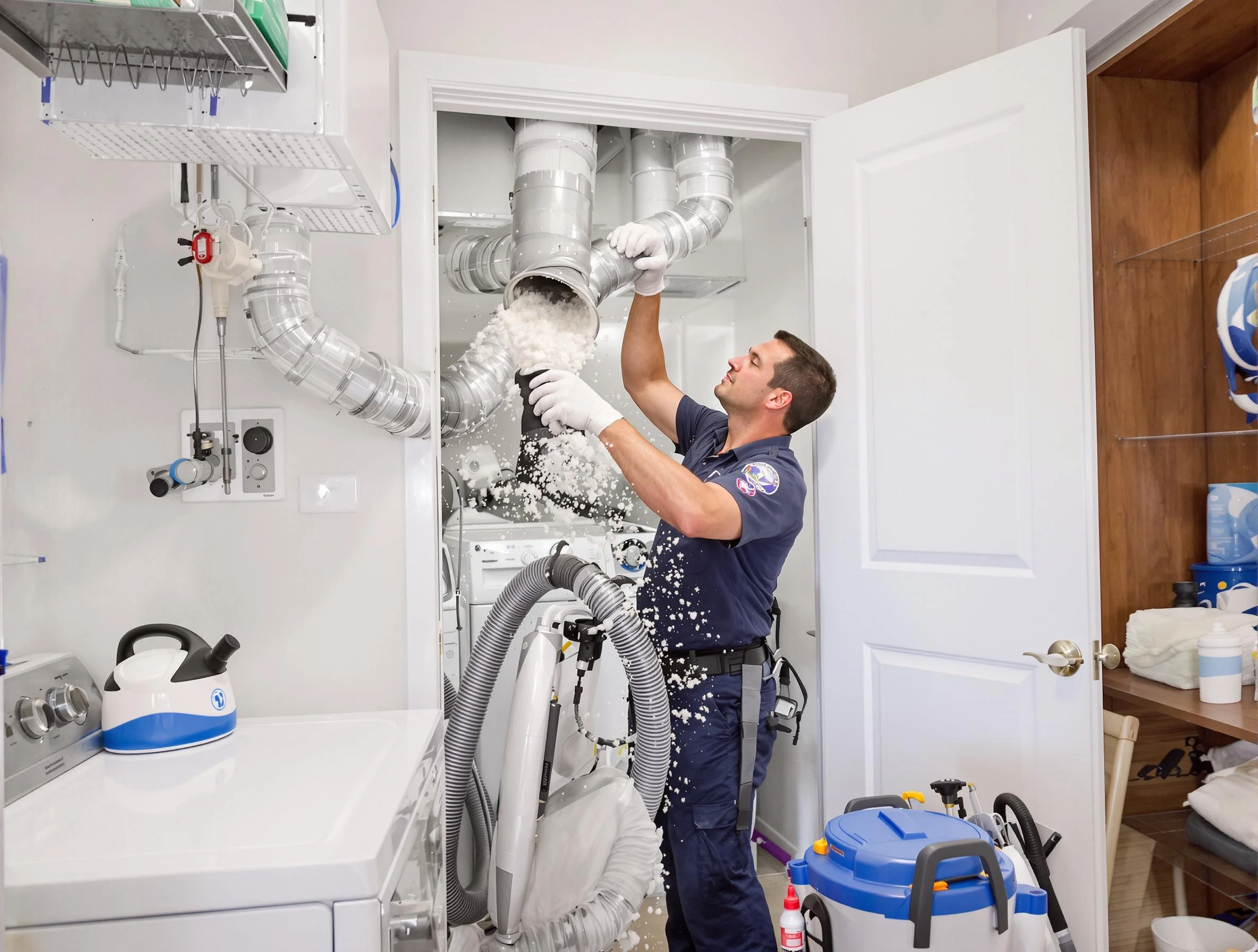 Medford Dryer Vent Cleaning technician delivering thorough residential dryer vent cleaning service in Medford
